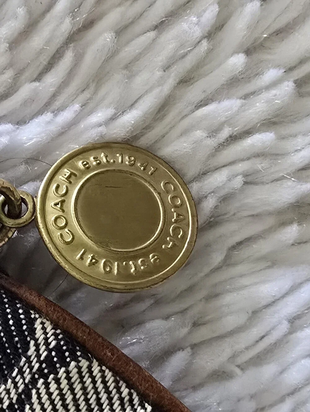 Coach Navy and White Signature Canvas Wristlet